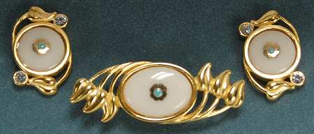 Lenox Jewelry Petite Fleur-Earrings & Brooch - No Box