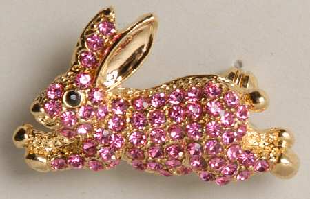Lenox Jewelry Jeweled Pink Bunny Pin - Boxed