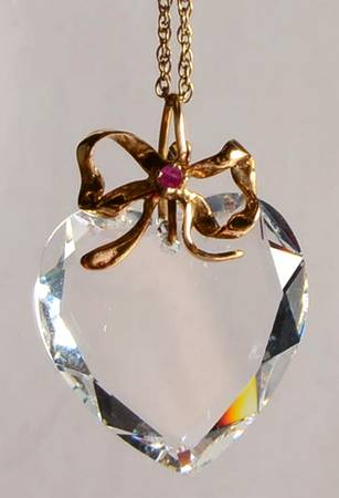 Lenox Jewelry Crystal Heart Pendant With Ruby Stone - Boxed