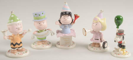 Peanuts Figurines Happy New Year - 5 Pc Set - No Box