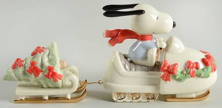 Peanuts Figurines Snowmobiling With Snoopy-2pc Set - No Box