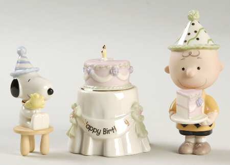 Peanuts Figurines Snoopy's Birthday Party-3 Piece Set - No Box
