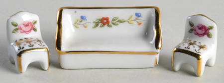 Limoges Miniature Figurines & Giftware Couch With 2 Side Chairs - No Box