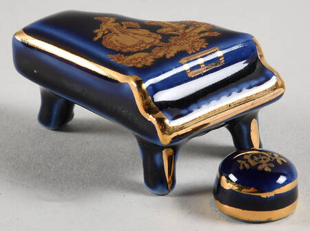 Limoges Miniature Figurines & Giftware Piano Cobalt Blue - With Stool - No Box