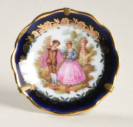 Limoges Miniature Figurines & Giftware Mini Plate-Blue Couple Dancing - No Box