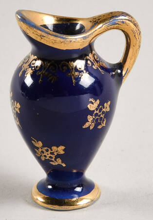 Limoges Miniature Figurines & Giftware Pitcher Cobalt - Gold Flowers - No Box 258