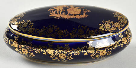 Limoges Miniature Figurines & Giftware Oval Cobalt Box - Courting - No Box