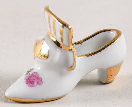 Limoges Miniature Figurines & Giftware Shoe -White/Gold - No Box