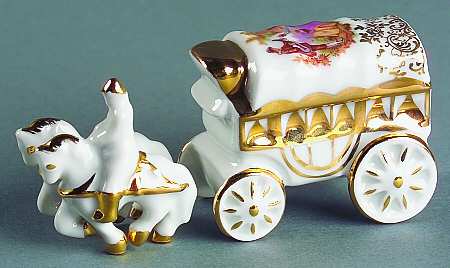 Limoges Miniature Figurines & Giftware Wagon With Horse Team - No Box