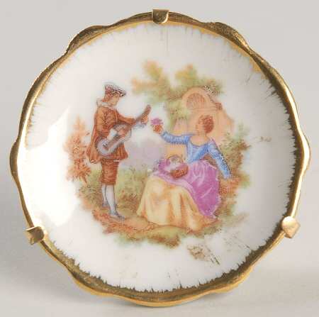 Limoges Miniature Figurines & Giftware Mini Plate-Gold Edge Serenade - No Box