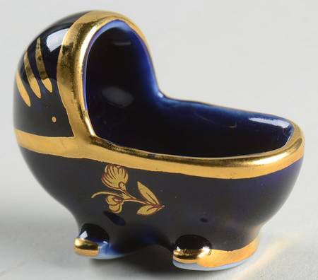 Limoges Miniature Figurines & Giftware Baby Crib-Blue - No Box