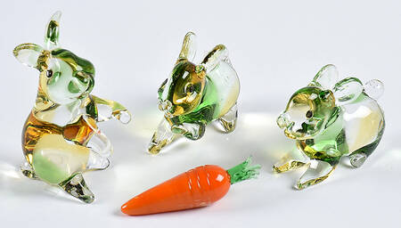 Lenox Art Glass Figurines Happy Hoppy Bunnies (S/4) - Boxed