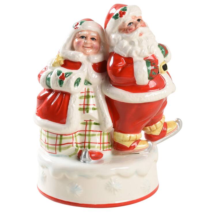 Christmas Musical Figurine Santa & Mrs Claus-We Wish You A Merry - Boxed