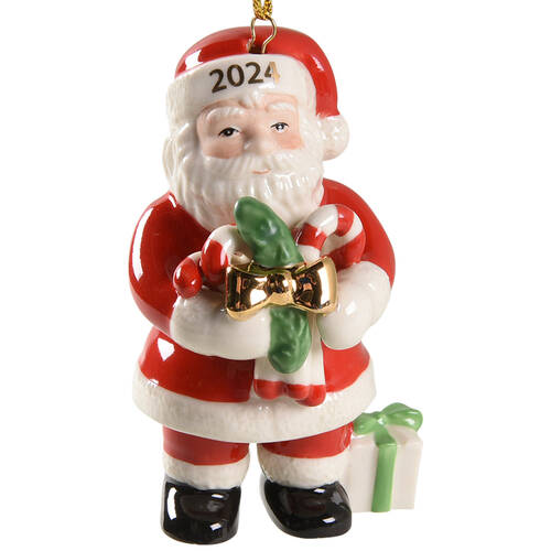 Annual Santa Ornament 2 Santa With Candy Canes - No Box