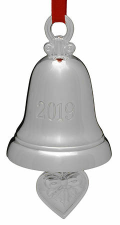 Silver Bell Ornament 2019-Heart - Boxed