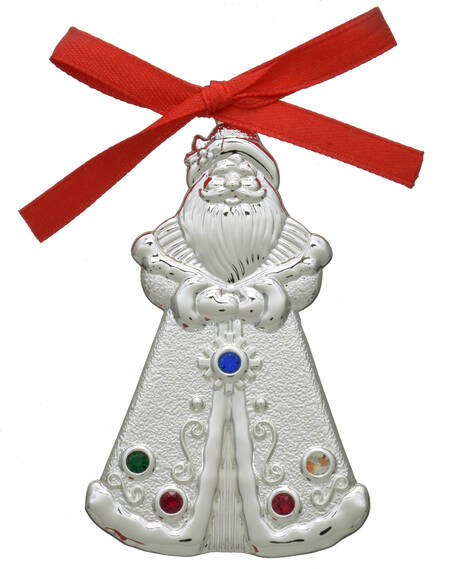Jeweled Silver Charms Jeweled Santa - Boxed
