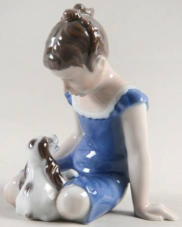 Lyngby Figurines Girl With Dog - No Box by Lyngby