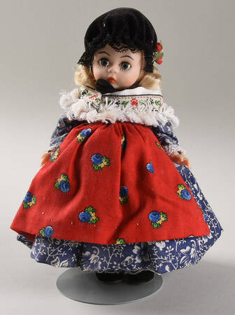 International-8" Doll Germany - Blue Skirt White Flowers - No Box