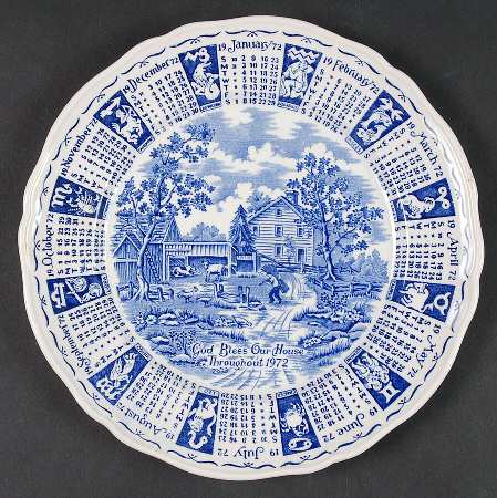 God Bless Our House Calender Plate by Alfred Meakin