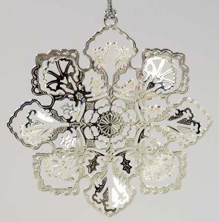 Snowflake-Sterling Silver 2013-Snowflake 17th C. Turkish Textile - No Box