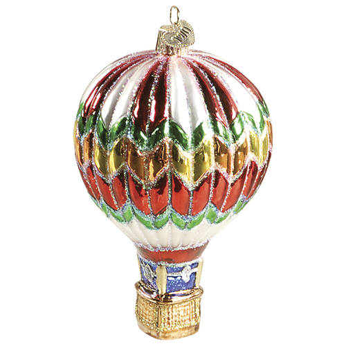 Transportation White Striped Hot Air Balloon - No Box 56a