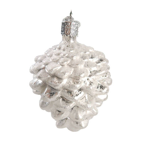 Trees & Cones & Wreaths Silver Snowy Cone Frosted Glitter - No Box