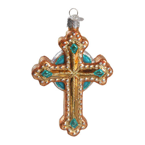 Religious Jeweled Cross-Turquoise - No Box