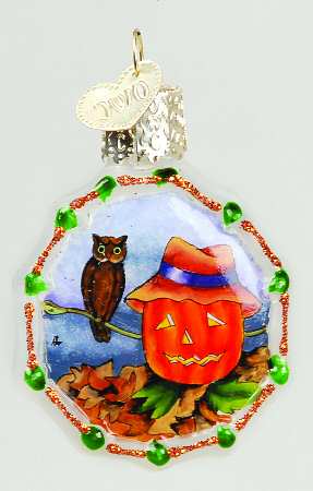 Inside Art-Halloween Pumpkin With Owl Spider Web - Boxed