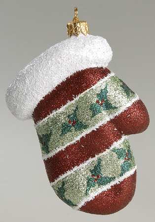 Marvelous Mittens Green Holly Striped Mitten - No Box