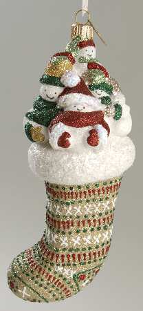 Mattarusky Ornaments Snowfamily Stocking-Patchwork - With Box 53