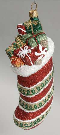 Mattarusky Ornaments Filled Stocking-Red Stripe - With Box