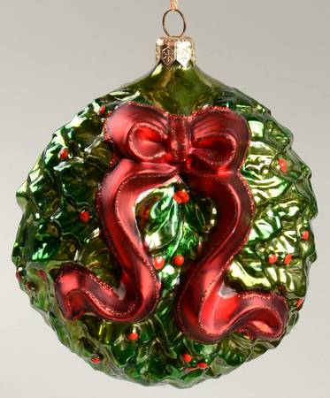 Mattarusky Ornaments Five Gold Rings Red Ribbon Wreath - Boxed