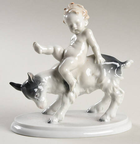 Metzler & Ortloff Figurines Child On Goat - No Box