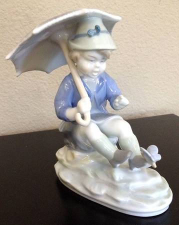 Metzler & Ortloff Figurines Boy With Umbrella - No Box