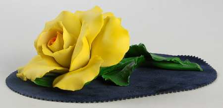 Capodimonte Porcelain Flowers Yellow Rose-Single-Large - Boxed