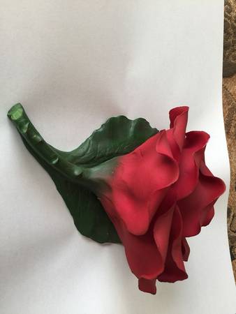 Capodimonte Porcelain Flowers Red Rose-Single/No Stem - No Box