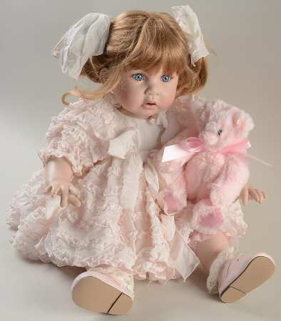 Marie Osmond Toddler Dolls Pink Dress W/ Teddy Bear - No Box