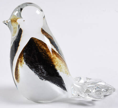 Art Glass Figurines & Paperweights Bird - Brown Black & White - No Box