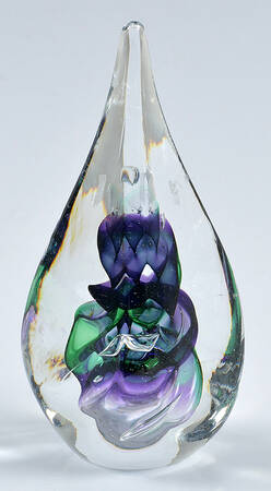 Art Glass Figurines & Paperweights Teardrop - Purple And Green - No Box