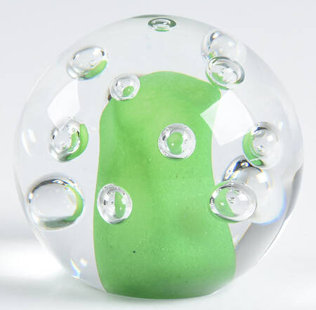 Art Glass Figurines & Paperweights Clear Sphere,Green, Bubbles - No Box