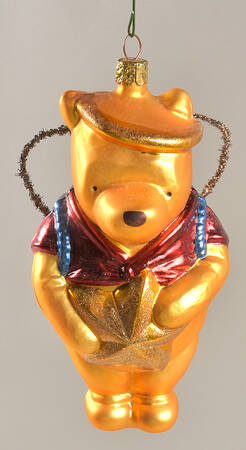 Clasic Pooh Blown Glass Ornament Pooh With Star - No Box
