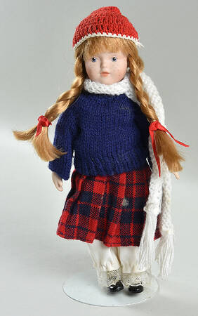 Marian Yu Doll Plaid Skirt Blue Sweater Girl - No Box