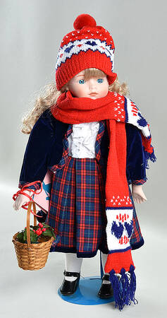 Marian Yu Doll Plaid Skirt With Hat And Scarf - Boxed