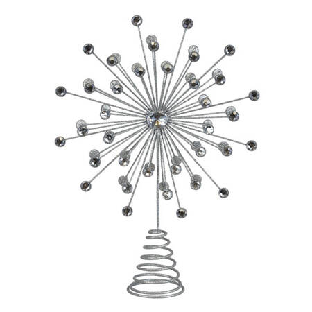Metal Tree Toppers Silver Crystal Burst - No Box
