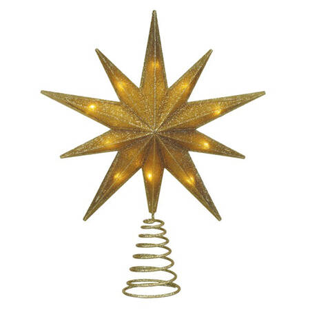 Metal Tree Toppers Gold Glitter Star - Lit - No Box