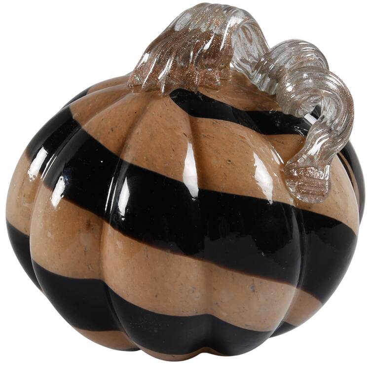 Art Glass Pumpkins Black / Brown Swirl - No Box