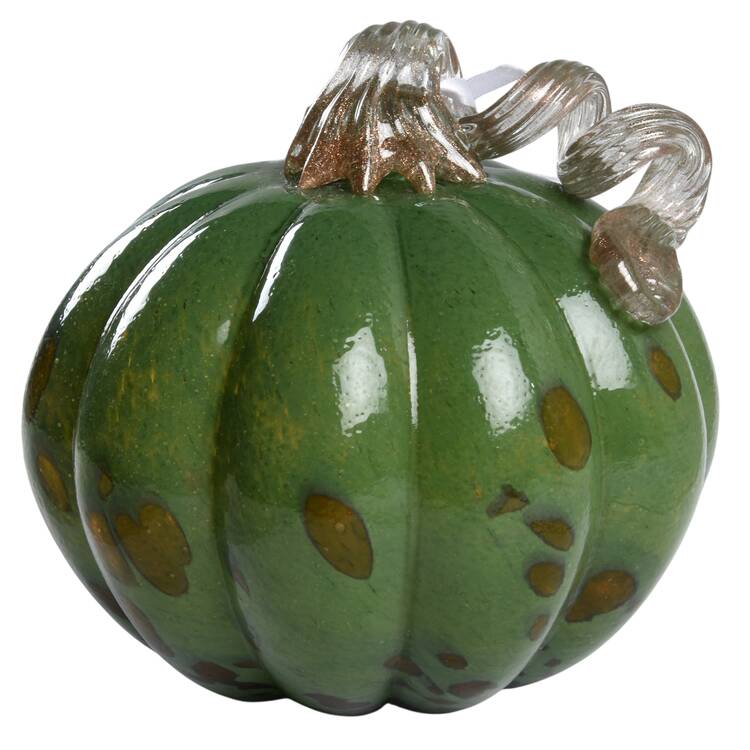 Art Glass Pumpkins Olive Spots - No Box