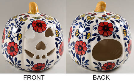 Pumpkins Jack O Lantern Painted Floral - No Box