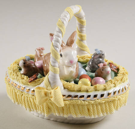 Irish Dresden Giftware Easter Basket - Yellow - No Box