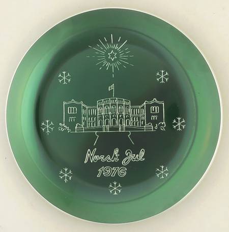 Christmas Plate Norway's Parliament-Green - No Box